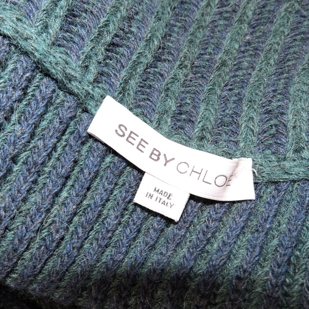 SEE BY CHLOE 🇮🇹 WOMEN'S GREEN ALPACA FASHION SWEATER - Picture 4 of 4